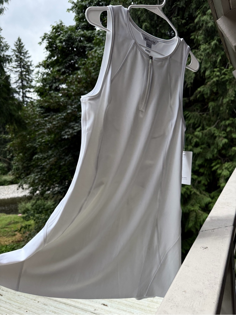 Athleta White Sleeveless Zip-Front Tennis Dress